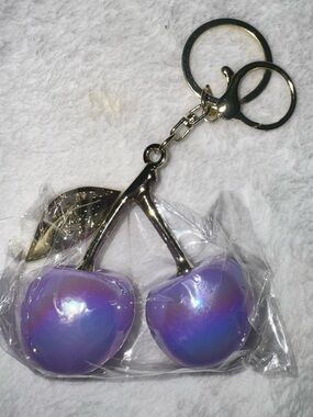 Unbranded Iridescent Purple Cherry Keychain bag charm NEW